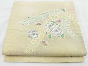 平和屋野田店◎太鼓柄袋帯　作家物　辻が花　手描き　銀糸　逸品　BAAE7483vj