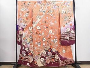  flat peace shop 1# gorgeous long-sleeved kimono piece embroidery branch shide . flower writing gold paint excellent article CAAD0025fb