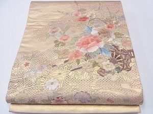 平和屋1■袋帯　総刺繍　スワトウ相良刺繍　蘇州刺繍　流水花車文　金糸　逸品　CAAD6700hy