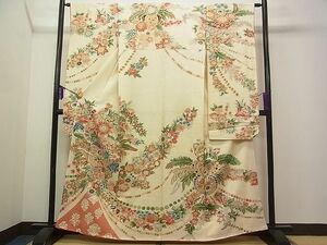 平和屋野田店■豪華振袖　陶器草花文　金彩　逸品　CAAA8764vf