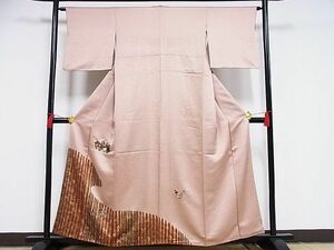 平和屋野田店■訪問着　刺繍　地紙草花文　金銀彩　着丈157.5cm　裄丈63cm　正絹　逸品　B-np9230