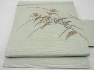 平和屋野田店■夏物　九寸名古屋帯　枝花文　逸品　n-gh3032