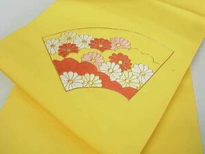 平和屋野田店■塩瀬　九寸名古屋帯　駒刺繍　総刺繍　地紙花文　逸品　az4627