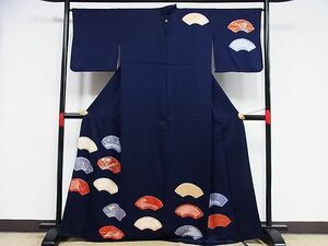 平和屋野田店■訪問着　絞り　刺繍　地紙草花文　金彩　着丈165.5cm　裄丈67cm　正絹　逸品　B-np8978