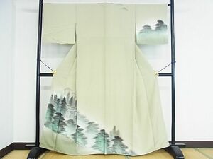 平和屋野田店■訪問着　手描き　清水寺　暈し染め　逸品　sf1315