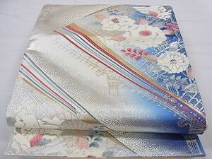 平和屋野田店■六通柄袋帯　唐織　華かすみ　金銀糸　逸品　ca3637