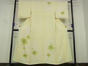 平和屋野田店■訪問着　刺繍　枝花文　暈し染め　着丈155cm　裄丈61cm　正絹　逸品　B-ag2271