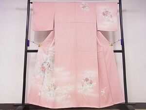 平和屋野田店■訪問着　刺繍　花丸文　暈し染め　着丈155.5cm　裄丈63.5cm　正絹　逸品　B-zg2596