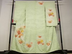 平和屋野田店■豪華振袖　駒刺繍　地紙重ね花文　金銀糸　着丈159.5cm　裄丈63cm　正絹　逸品　A-bw3780