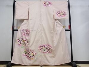 平和屋野田店■訪問着　草花文　暈し染め　着丈158cm　裄丈65cm　正絹　逸品　A-cs3073