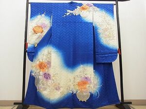 平和屋野田店■豪華振袖　総刺繍　駒刺繍　花籠文　暈し染め　金銀糸　やまと誂製　逸品　n-ab0158