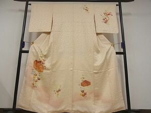 平和屋野田店■訪問着　刺繍　文箱花文　暈し染め　金糸　着丈　158cm　裄丈　63.5cm　正絹　逸品　B-wt4839