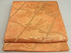 平和屋-こころ店◎六通柄袋帯　瓦花文　金糸　正絹　逸品　AAAF8664Aex