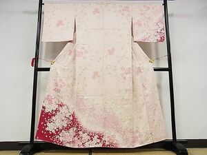 平和屋-こころ店■訪問着　枝桜　暈し染め　金彩　正絹　逸品　AAAE9102Bzg