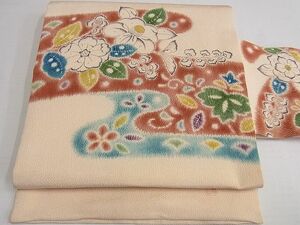 平和屋-こころ店◎九寸名古屋帯　作家物　辻が花　鬼しぼ縮緬　正絹　逸品　AAAF6724Asg