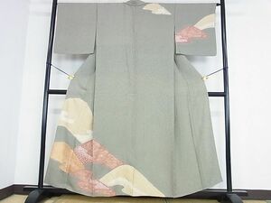 平和屋2■訪問着　単衣　刺繍　絞り　重山花文　金彩　逸品　DAAD2342az