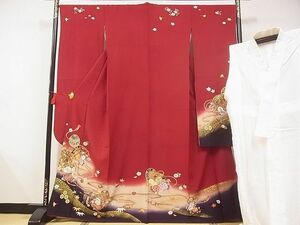  flat peace shop - here . shop # gorgeous long-sleeved kimono long kimono-like garment ( peerless tailoring ) set embroidery . hand drum flower .. dyeing gold paint silk excellent article AAAF0619Ata