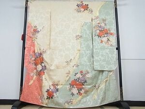 平和屋-こころ店■豪華振袖　駒刺繍　草花文　金彩　正絹　逸品　AAAF8189Agk