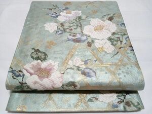 平和屋野田店■六通柄袋帯　唐織　枝花文　金糸　逸品　ZAAA0544