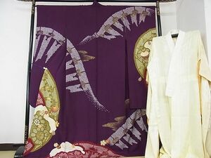  flat peace shop 2# gorgeous long-sleeved kimono long kimono-like garment ( peerless tailoring ) set piece embroidery aperture stop Mai Sakura flower hand . gold paint excellent article DAAB8595ps