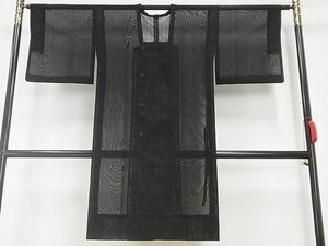 平和屋-こころ店■道行コート　ロング丈　スリーシーズン　春夏秋　塵除け　縞　黒地　AAAF9128Ack