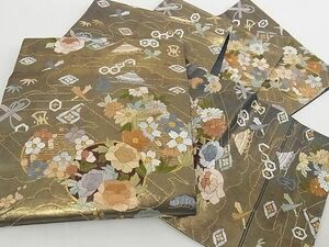 平和屋-こころ店■総刺繍　袋帯　雲取り花文　宝尽くし　金糸　引箔　正絹　逸品　未使用　AAAF3763Aaz