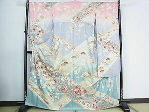  flat peace shop 2# gorgeous long-sleeved kimono . water flowers and birds writing gold paint excellent article DAAD5079rt