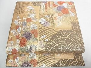 平和屋2■本金綴　六通柄袋帯　唐織　蒔絵草華文　金糸　逸品　DAAC7406ic