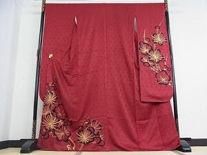  flat peace shop - here . shop # gorgeous long-sleeved kimono piece embroidery plum writing gold paint long height silk excellent article AAAF2855Aja