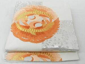 平和屋-こころ店◎六通柄袋帯　唐織　花鳥丸文　金銀糸　正絹　逸品　AAAE9508Bsw