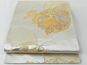 平和屋-こころ店◎六通柄袋帯　雪輪草花文　金銀糸　引箔　正絹　逸品　AAAE9505Bsw