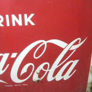 ☆☆経年保管品 横打看板 コカ・コーラ Coca-Cola DRINK 昭和レトロ 両面 サビの画像3