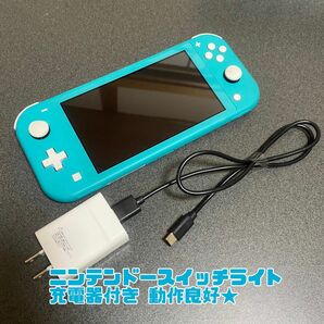 NintendoSwitch Lite 任天堂 ニンテンドースイッチライト ターコイズ ブルー 充電器セット 動作良好★