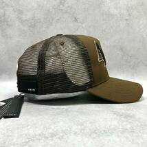 新品正規品 定価6.6万円 AMIRI 24SS STAGGERED LOGO TRUCKER HAT CAP / BROWN アミリ スナップバック トラッカーキャップ 帽子 平野紫耀_画像4