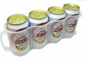 narunaru] 冷蔵庫スッキリ 4本収納 ドリンク缶ホルダー 2個セット 取っ手付き 缶が見やすい透明素材 缶ディスペンサー 