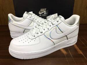 18年製 NIKE AIR FORCE 1 LV8 4 ナイキ エアフォース ミレニアム AF1 Y2K【AT6147-100】TRIPLE WHITE ホワイト レザー ホログラム 白 US9.5