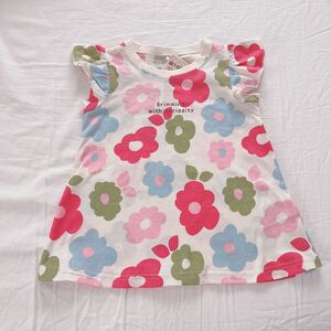 バースデイ　nennen 花柄　Tシャツ　95 ピンク　夏　ネネン　フタフタ　テータテート　ママラク　可愛い　女の子　夏　半袖