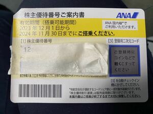 全日空　ANA 有効期間 2024年11月30日　株主優待券　通知　発送可　5枚まで購入可能