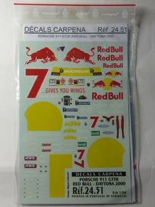 1/24 Porsche 911 GT3R Red Bull Daytona 2000 DECALS CARENA SERIDECAL