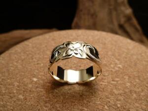 [US10]8mm cut out scroll Gold ring *21.5 number men's lady's gift memory day present present Hawaii n jewelry 