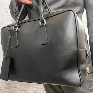 『良品 大容量』PRADA プラダ ビジネスバッグ トートバッグ ハンド ブリーフケース VS0088 サフィアーノレザー 黒 A4収納可 メンズ 通勤