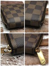 『美品 正規品』ルイヴィトン LOUIS VUITTON ダミエ エベヌ ラウンドファスナー 長財布 サイフ ジッピーウォレット メンズ レディース _画像10