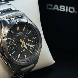 CASIO カシオ WAVE CEPTOR ウェーブセプター 5174 WVQ-M410 腕時計 クロノグラフ 箱付 取説付 メンズ ソーラー電波時計 6386 1円出品