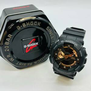 CASIO カシオ G-SHOCK ジーショック 5146 GA-110RG SS 黒 ブラック ケース付き 黒金 稼働 WR20BAR PROTECTION プロテクション 1円 6682