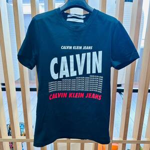 Calvin Klein カルバンクライン Tシャツ 半袖 Sサイズ 黒 ブラック メンズ 古着 普段着 寝巻 ブランド おしゃれ かっこいい 1円出品 