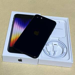 【美品/SIMフリー/バッテリー100%】iPhoneSE 第3世代 128GB ミッドナイト★判定〇/残債なし★　051011