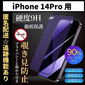 【匿名＆追跡発送】iPhone14Pro 保護フィルム ガラスフィルム ブルーライトカット 覗き見防止 プライバシー