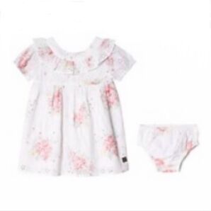 ☆美品☆CARREMENT BEAU(カレマンボー)☆フローラルプリントドレス☆ 半袖 レース フリル キュート