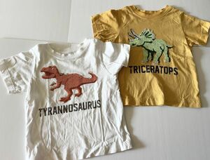 GU スパンコール　恐竜　ダイナソーtシャツ　110サイズ　2枚セット　まとめ 半袖T