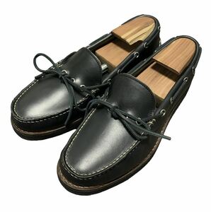 送料込！●J&W DAWSON●クロムエクセルレザー使用デッキモカシンシューズUS9.5●ブラック●27.5cm相当●